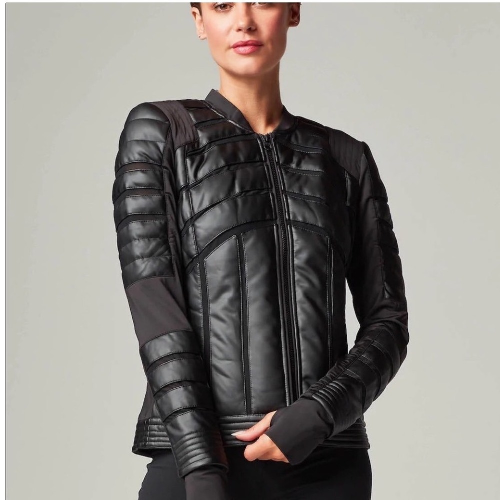 Blanc Noir Black Mesh Inset Bomber Jacket